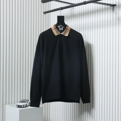 Burberry Langärmliges Poloshirt mit kariertem Revers