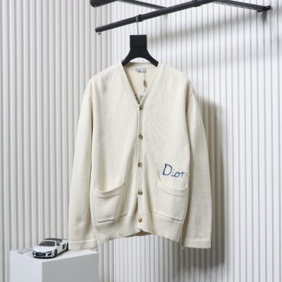 CD Neuer bestickter Cardigan-Pullover aus Baumwollmischung mit Knöpfen