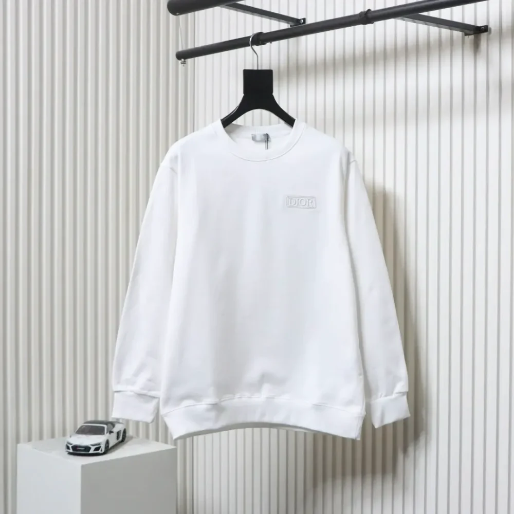 Embroidered block lettering crew neck sweatshirt