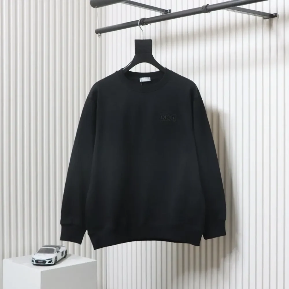 Embroidered block lettering crew neck sweatshirt