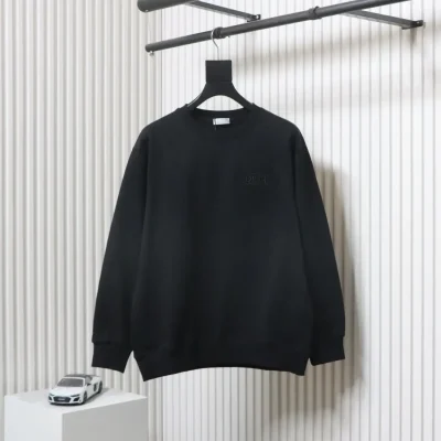 Embroidered block lettering crew neck sweatshirt