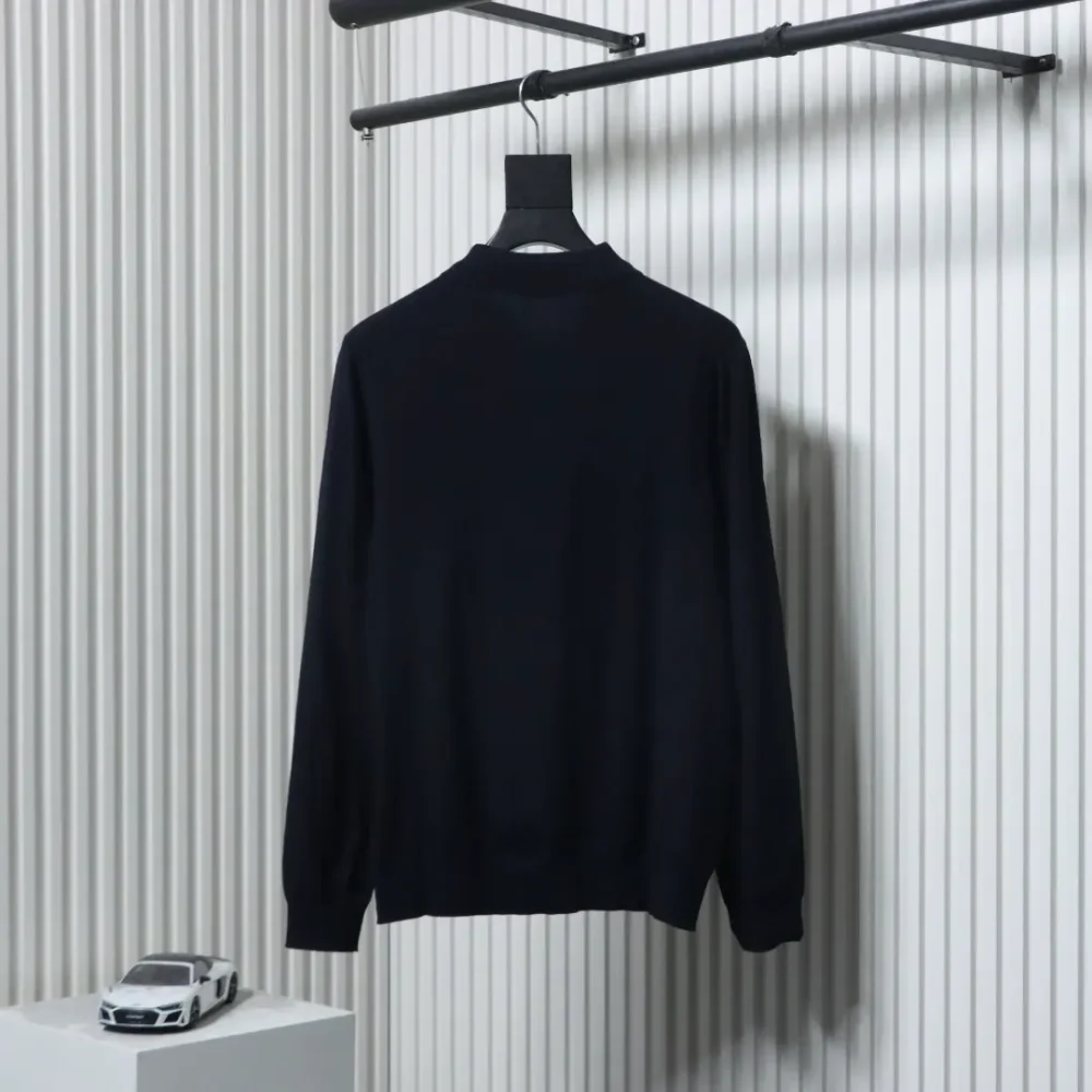 Embroidered half-zip knitted long-sleeved polo shirt – Bild 2