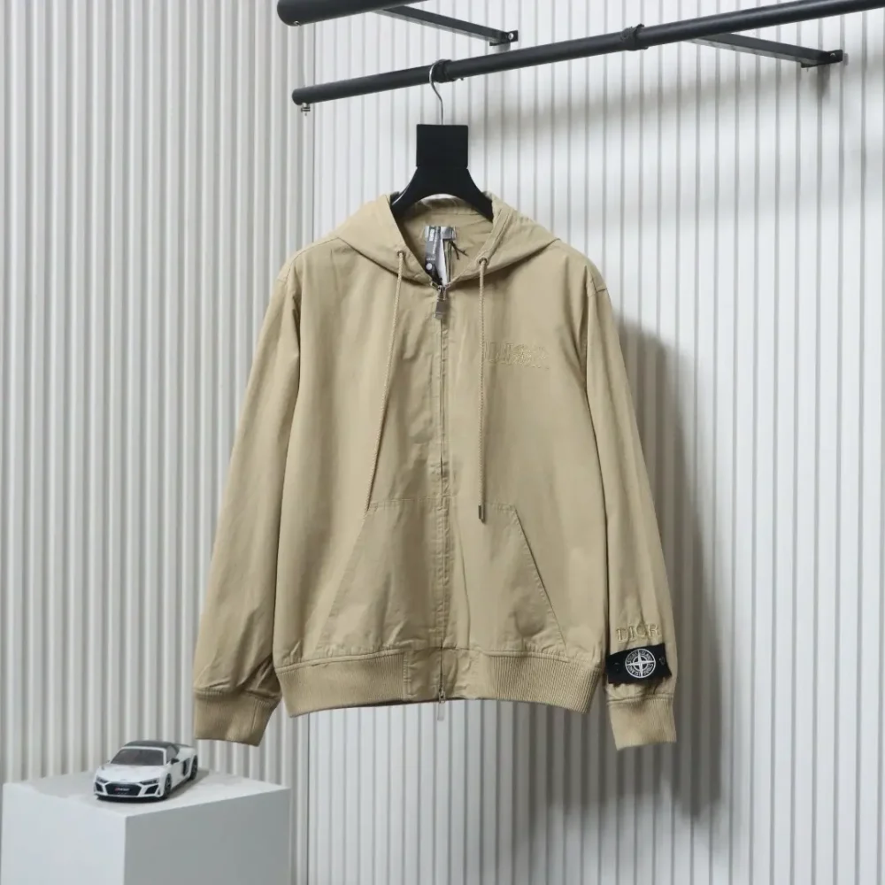 Embroidered lettering hooded windbreaker – Bild 11