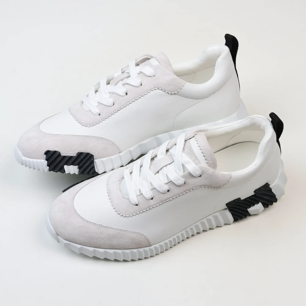 Federnde Low-Top-Sneaker aus Leder in Weiß und Schwarz – Bild 6