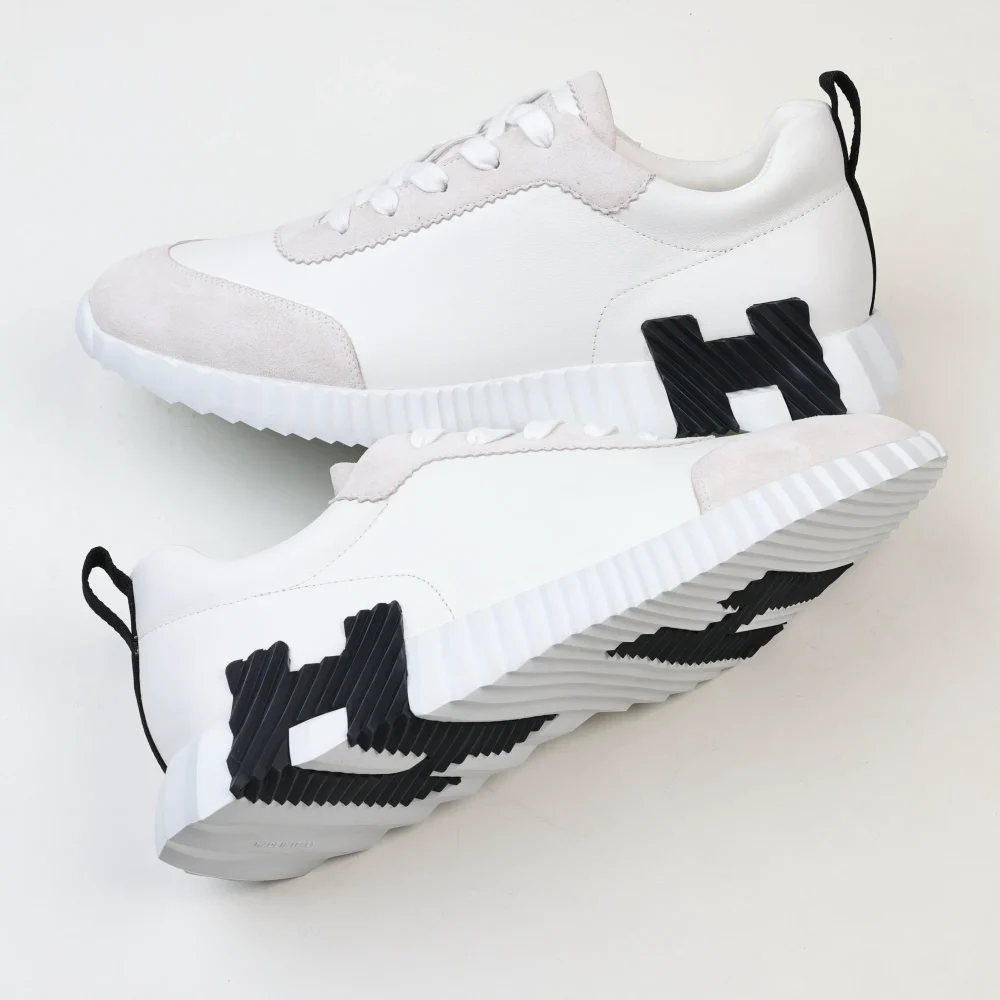Federnde Low-Top-Sneaker aus Leder in Weiß und Schwarz – Bild 8