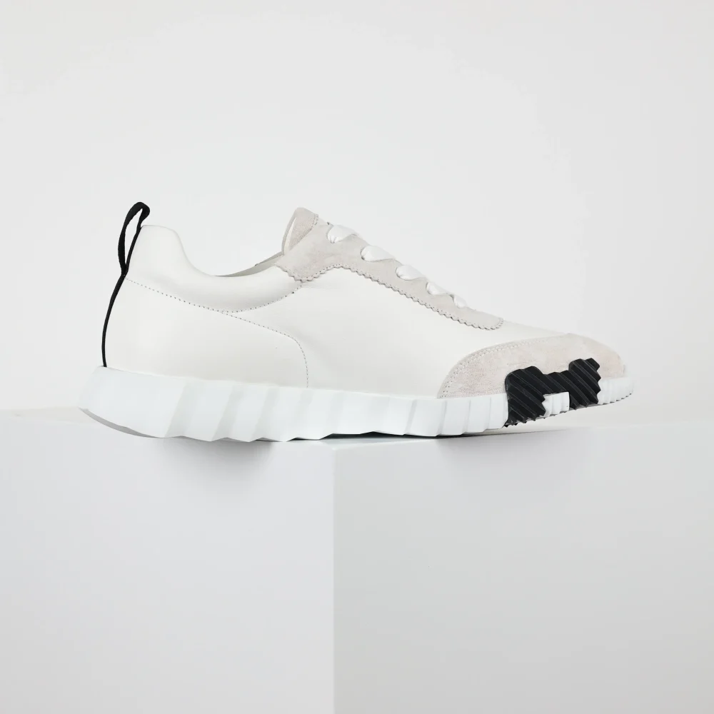 Federnde Low-Top-Sneaker aus Leder in Weiß und Schwarz – Bild 5