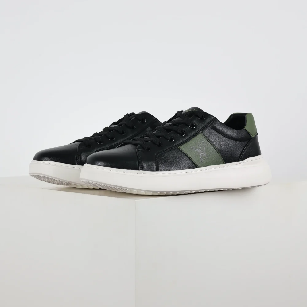 Freizeit-Sportschuhe für Herren in Schwarz, Grün und Weiß – Bild 3