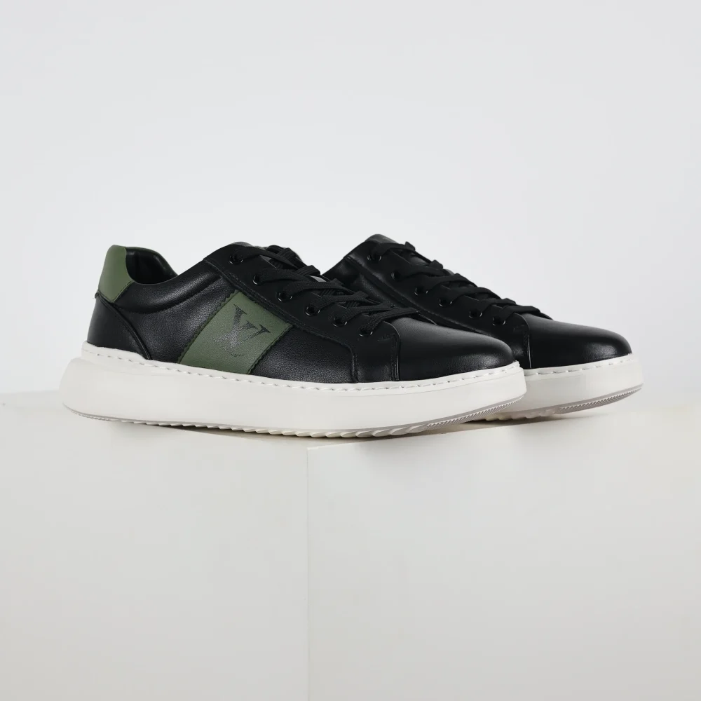 Freizeit-Sportschuhe für Herren in Schwarz, Grün und Weiß – Bild 2