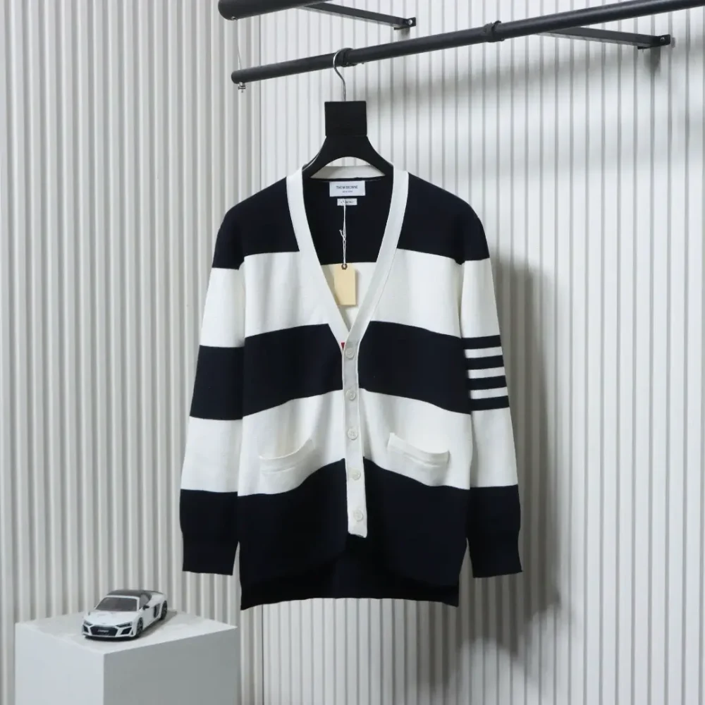 HOM BROWNE TB Thom Browne 25FW wide stripe knitted sweater cardigan – Bild 7