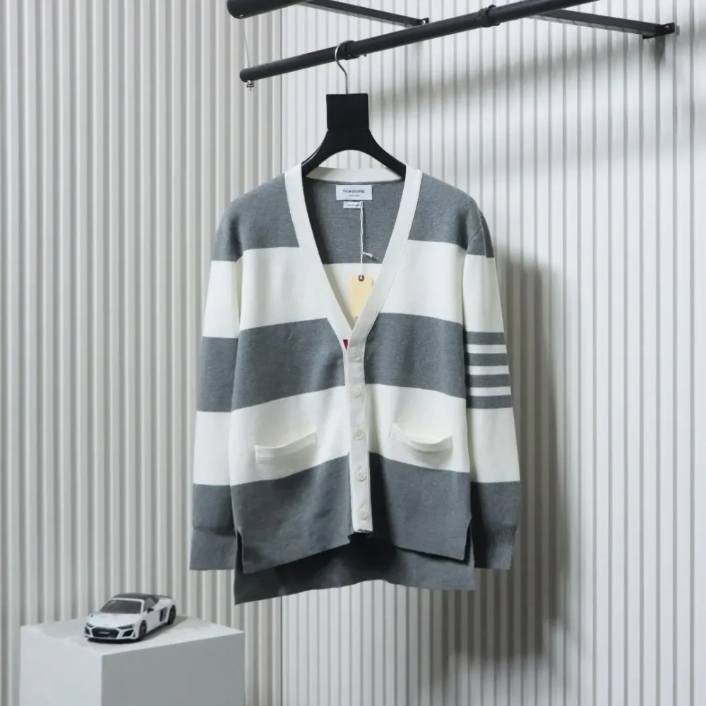 HOM BROWNE TB Thom Browne 25FW wide stripe knitted sweater cardigan