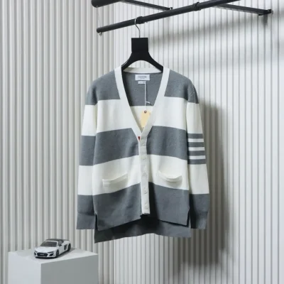 HOM BROWNE TB Thom Browne 25FW wide stripe knitted sweater cardigan