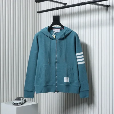 Jacke mit Reißverschluss und Waffelstruktur in Wasserwellenoptik