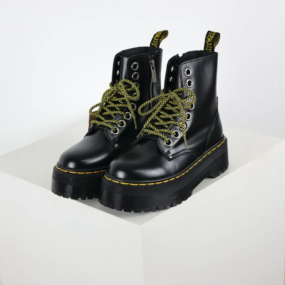 Jadon Max Buttero Plateaustiefel aus schwarzem Leder