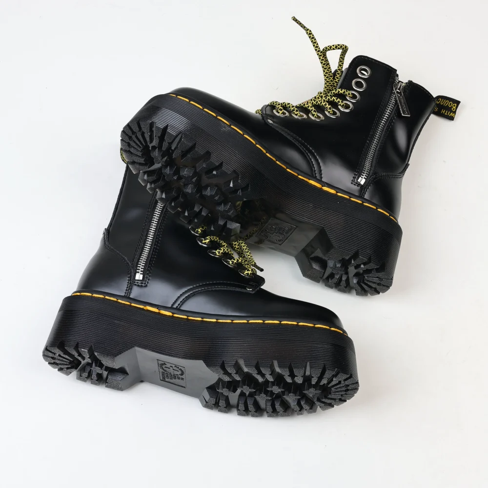 Jadon Max Buttero Plateaustiefel aus schwarzem Leder – Bild 7