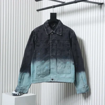 Jeansjacke mit Farbverlaufsstickerei