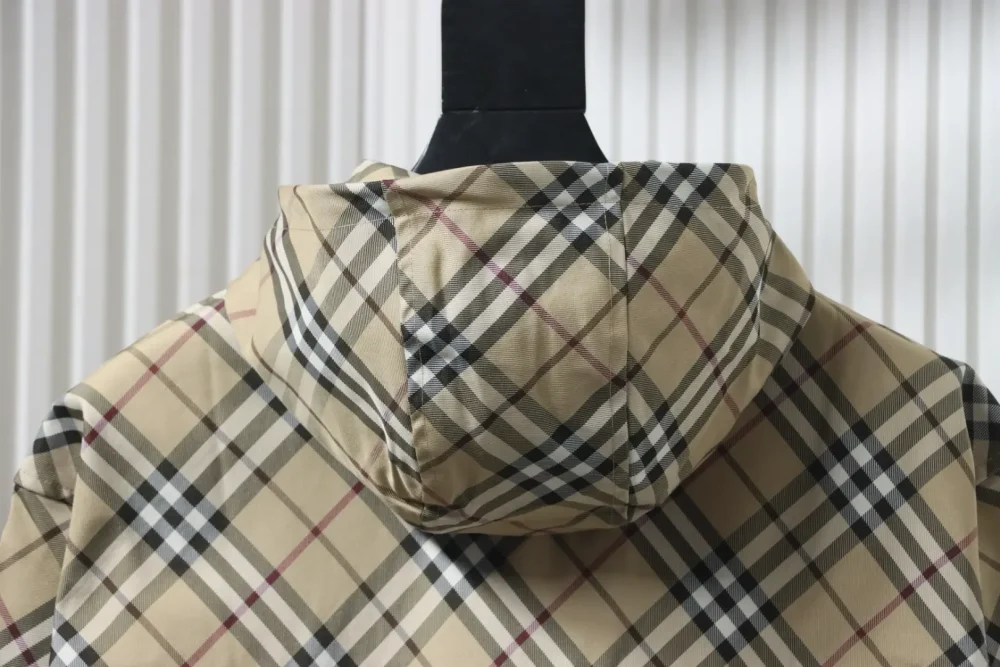Kapuzenjacke im neuen Stil mit schrägem, kariertem Schlachtross-Stickerei – Bild 4