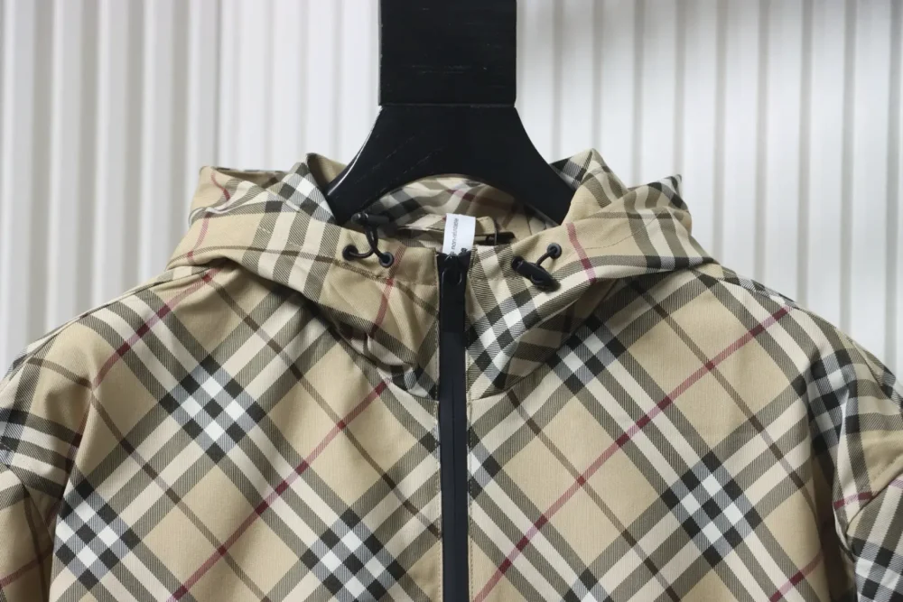 Kapuzenjacke im neuen Stil mit schrägem, kariertem Schlachtross-Stickerei – Bild 3