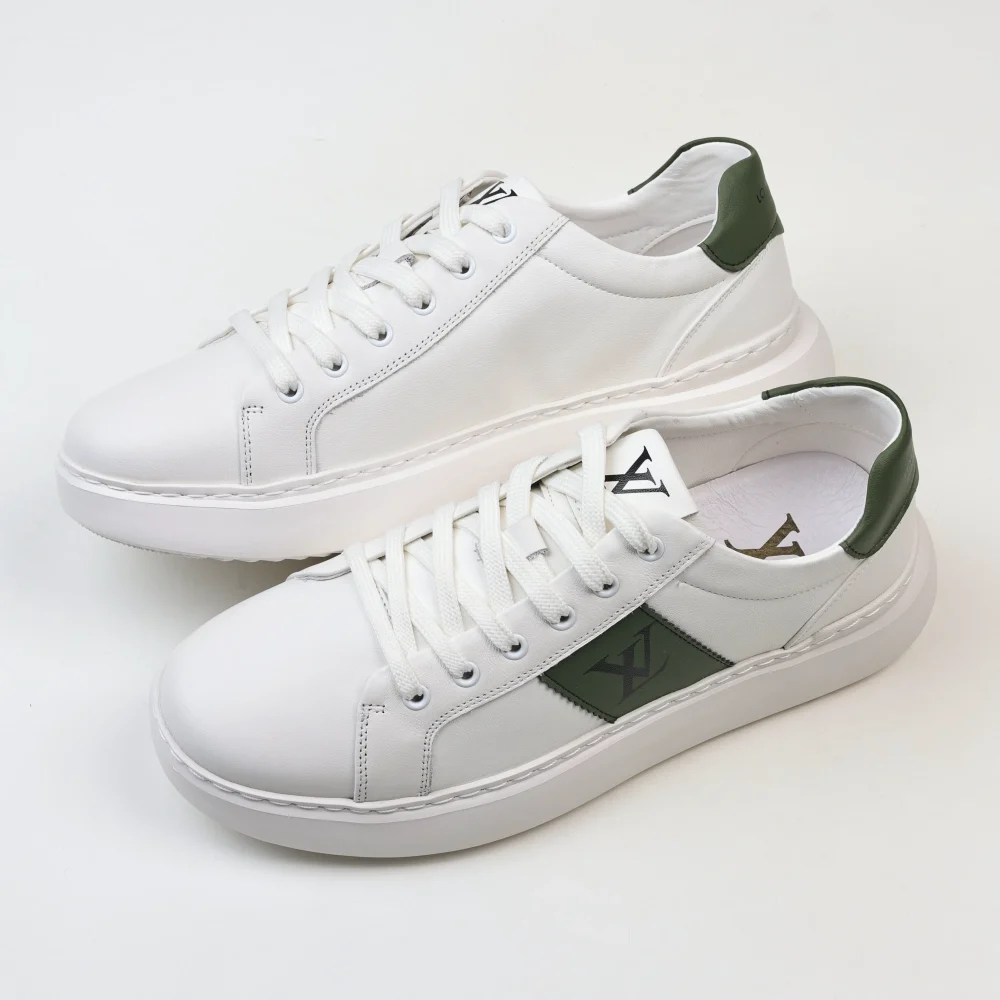 Neu Designer Schuhe Männer Frauen Plattform Turnschuhe Grün und Weiß – Bild 5