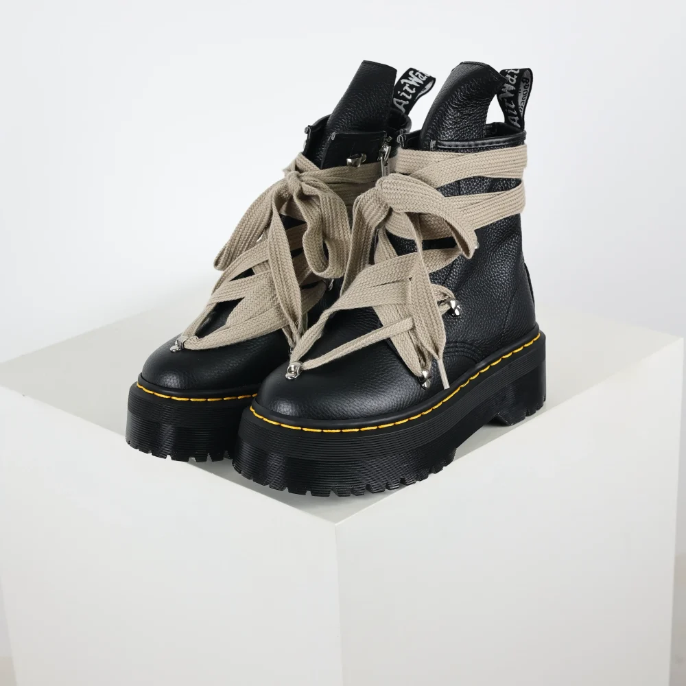 R1c.k 0wens x Dr. Martens 1460 Bex Wanderstiefel Schwarze Martin-Stiefel mit klobigem Absatz