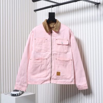 Rosafarbene, langärmelige Arbeitsjacke mit Revers