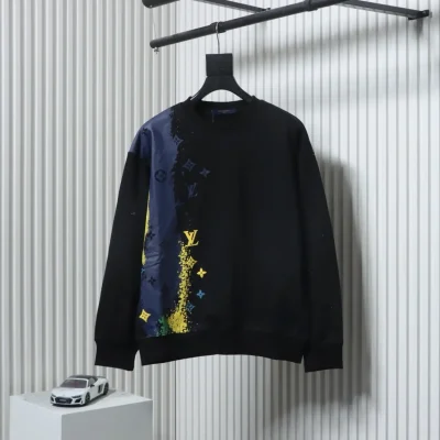 Sweatshirt mit Rundhalsausschnitt und Monogramm-Print mit Tintenspritzern