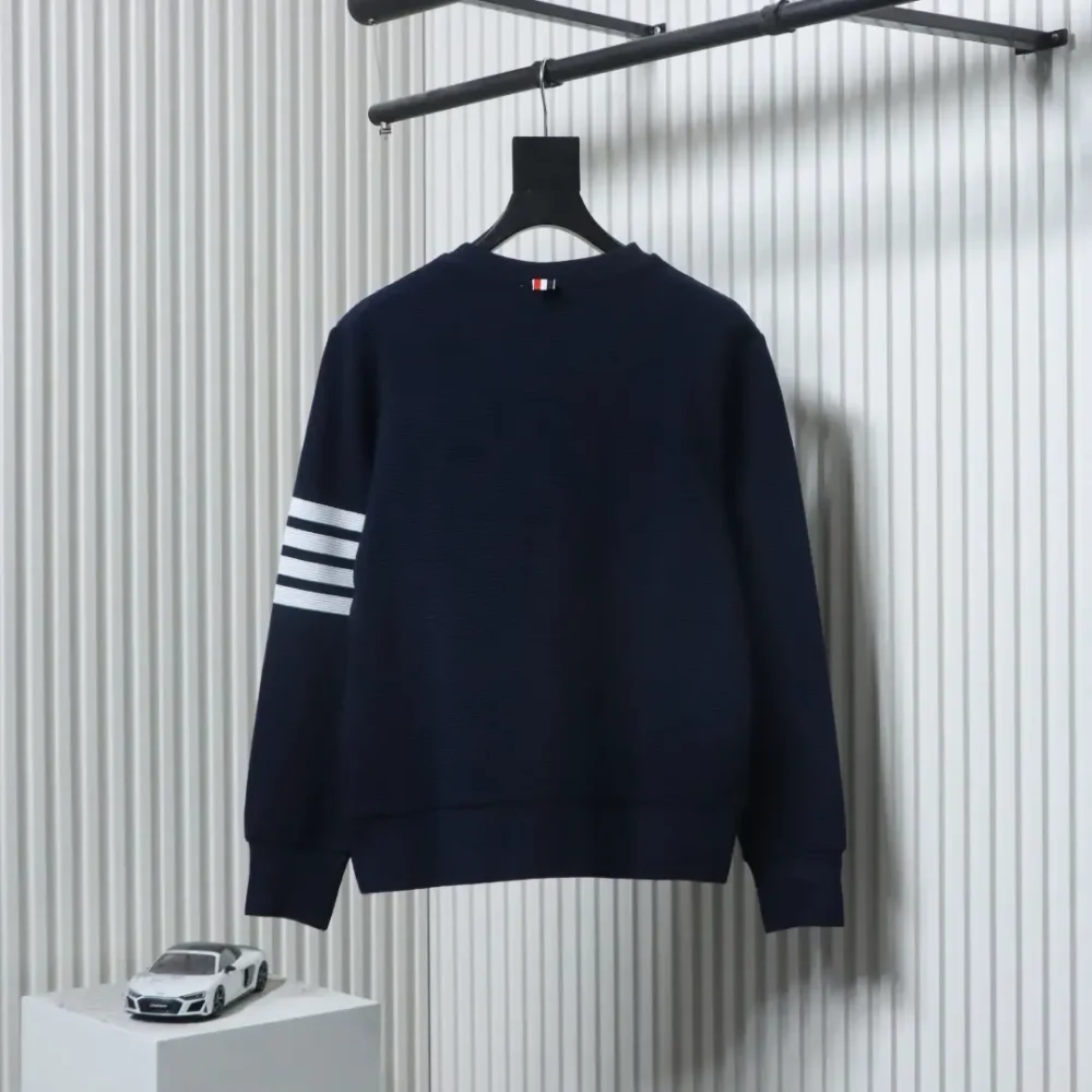 Sweatshirt mit Rundhalsausschnitt und Waffelstruktur in Wasserwellenform – Bild 2