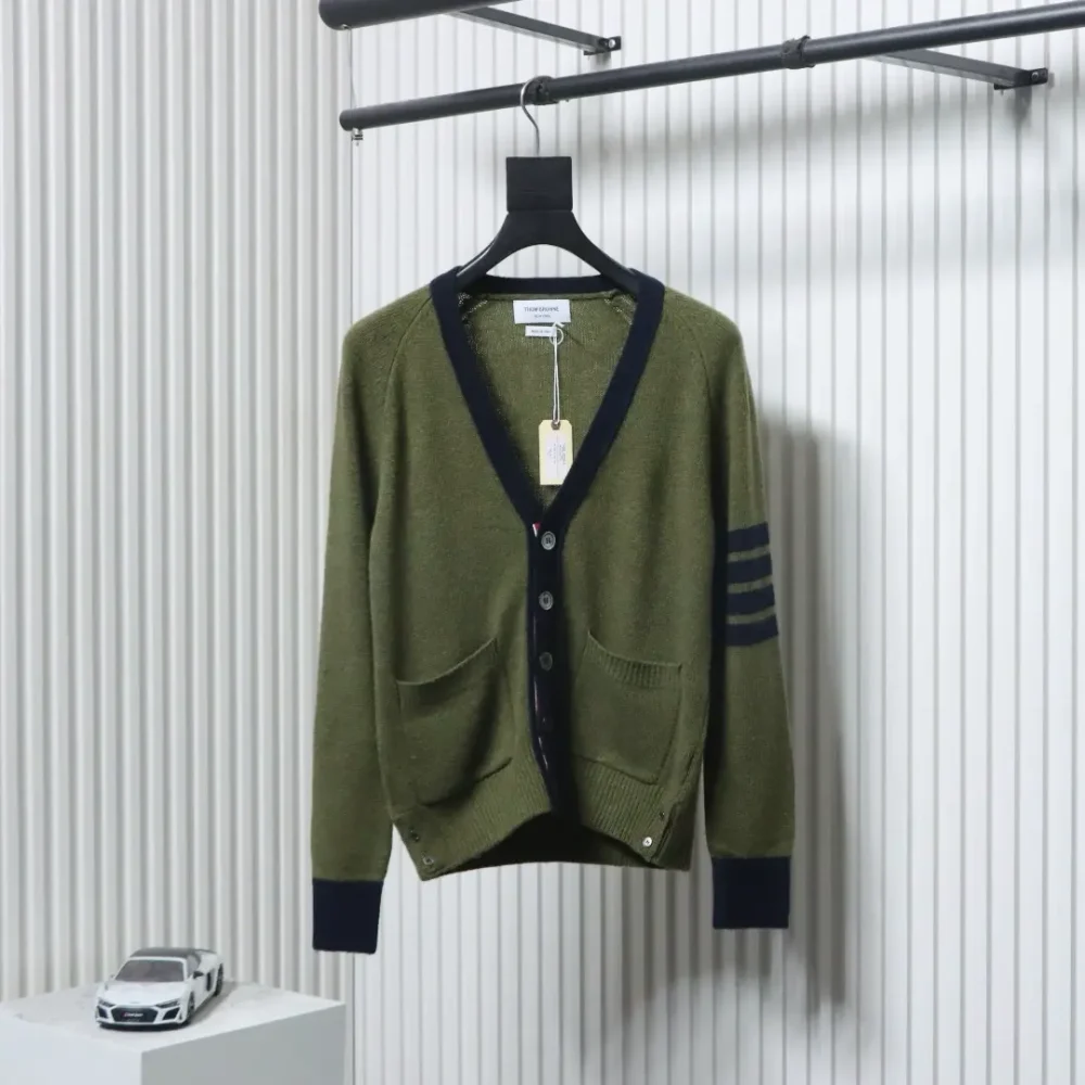 Thom Browne 23FW Colorblock-Cardigan aus Wolle