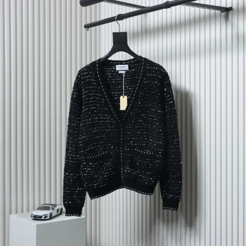 Thom Browne 25FW Chanel style tweed knitted sweater cardigan