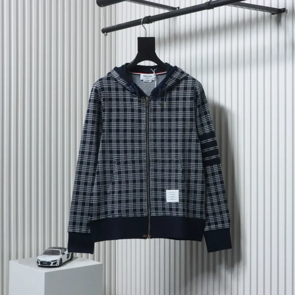 Thom Browne Jacquard-Jacke mit Hahnentrittmuster und Streifen