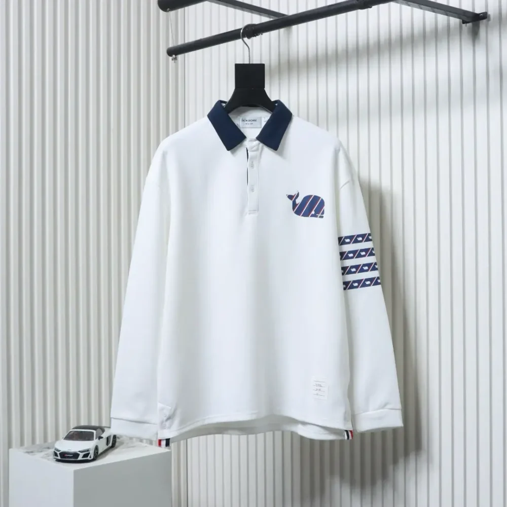 Thom Browne Langärmliges Poloshirt mit vier Revers