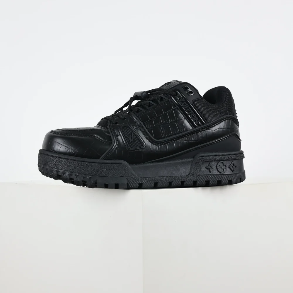 Trainer Maxi-Sneaker in Schwarz mit Karomuster – Bild 3