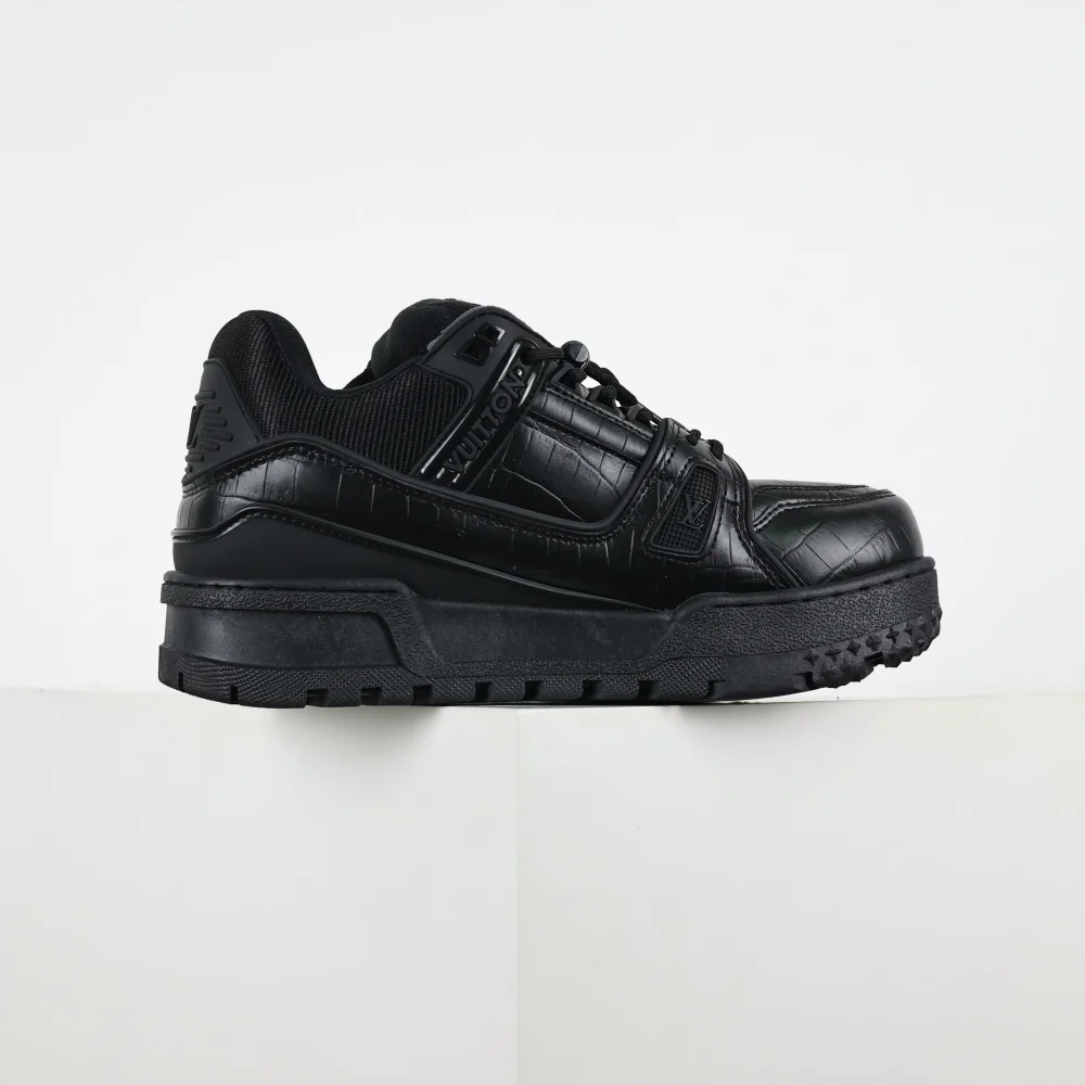 Trainer Maxi-Sneaker in Schwarz mit Karomuster – Bild 2