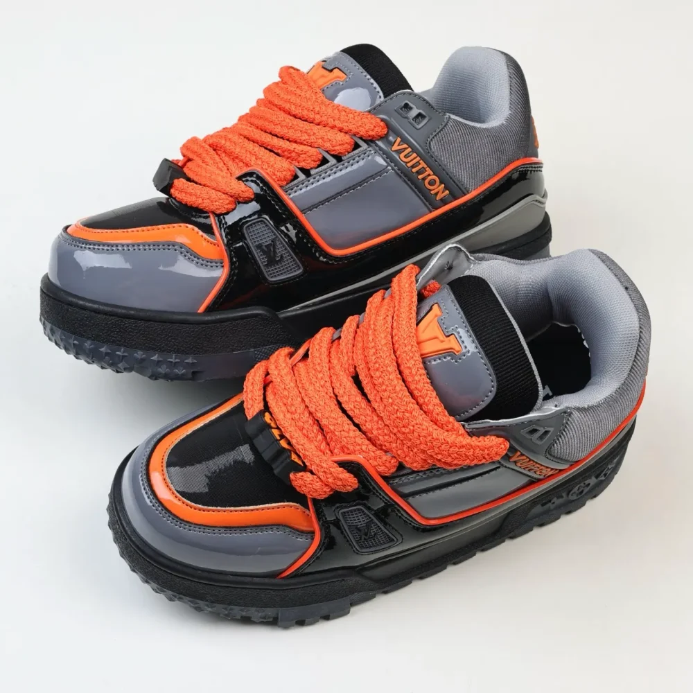 Trainer Maxi Sneakers in Grau und Orange Low-Top-Schuhe – Bild 8