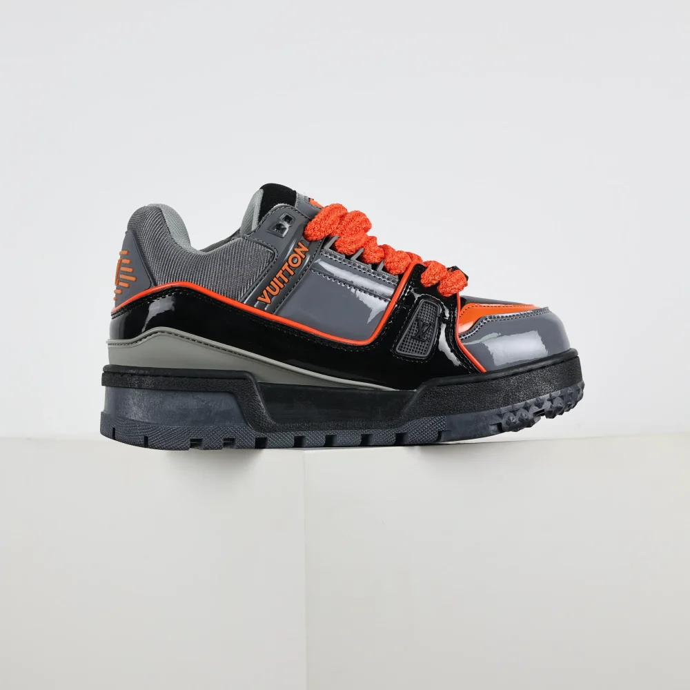 Trainer Maxi Sneakers in Grau und Orange Low-Top-Schuhe – Bild 5