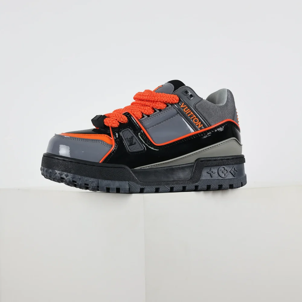 Trainer Maxi Sneakers in Grau und Orange Low-Top-Schuhe – Bild 4