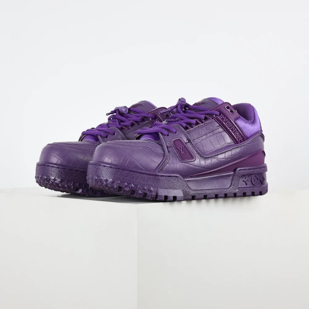 Trainer Maxi-Sneakers in Lila mit Karomuster – Bild 3
