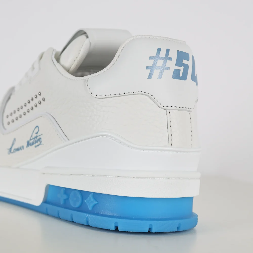 Trainer flache Schnür-Skateschuhe Low-Top weiß und marine – Bild 10