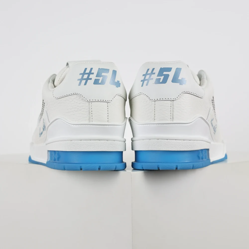 Trainer flache Schnür-Skateschuhe Low-Top weiß und marine – Bild 6