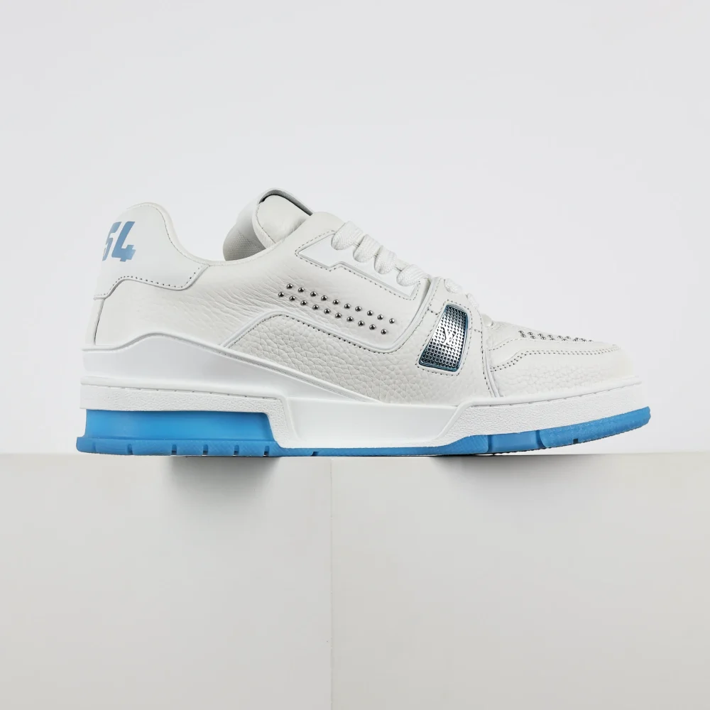 Trainer flache Schnür-Skateschuhe Low-Top weiß und marine – Bild 5