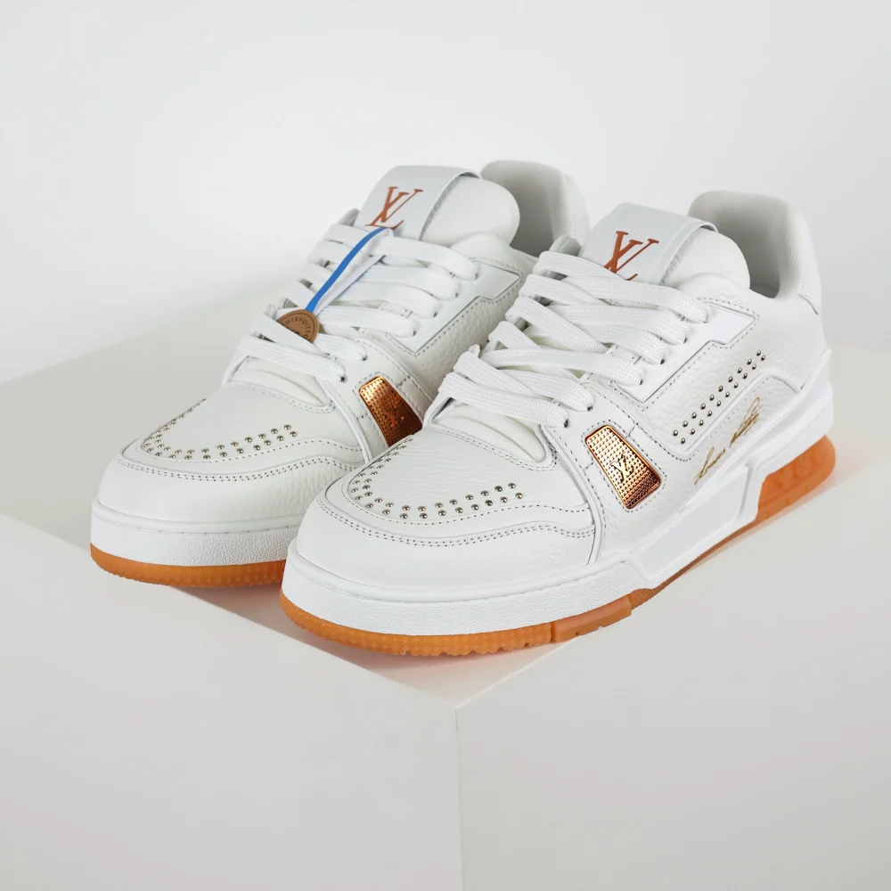 Trainer flache Schnür-Skateschuhe Low-Top weiß und orange
