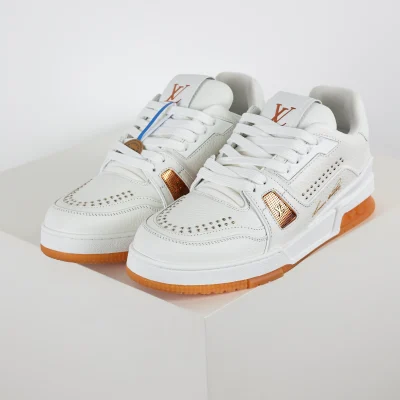 Trainer flache Schnür-Skateschuhe Low-Top weiß und orange