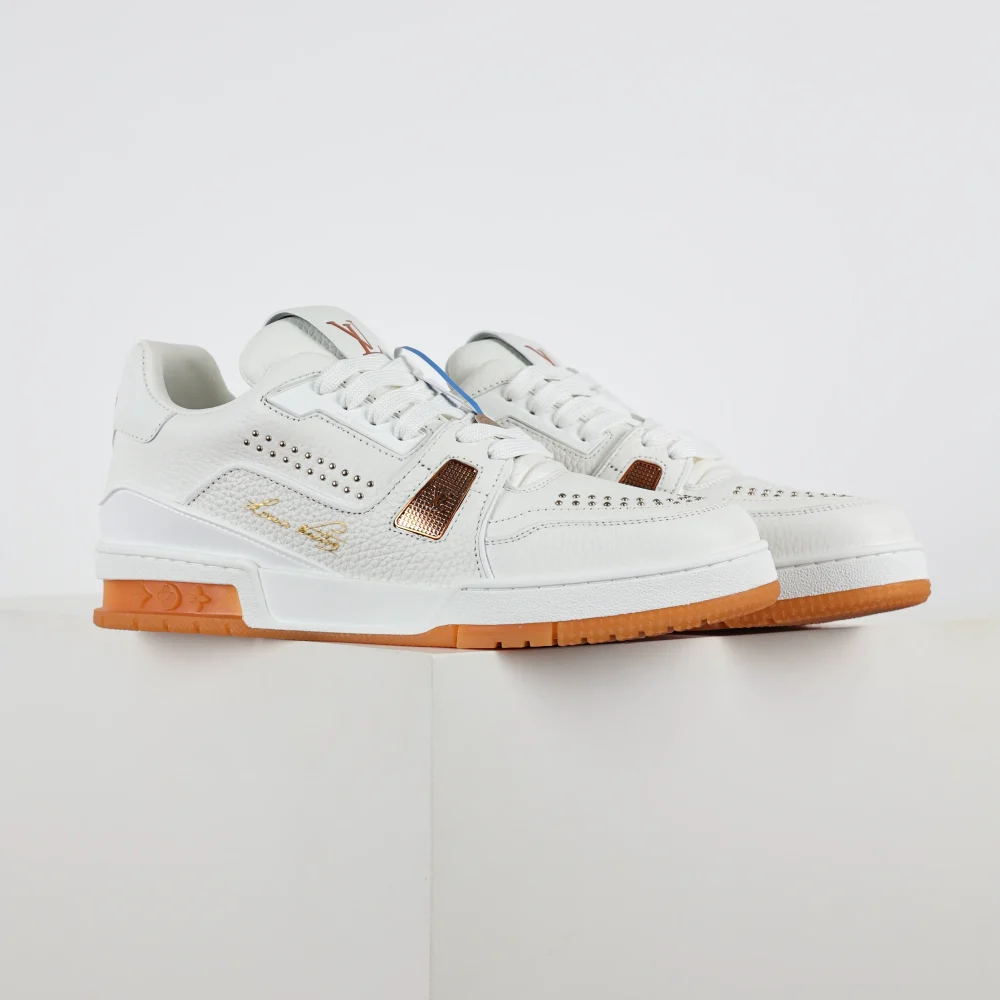 Trainer flache Schnür-Skateschuhe Low-Top weiß und orange – Bild 2