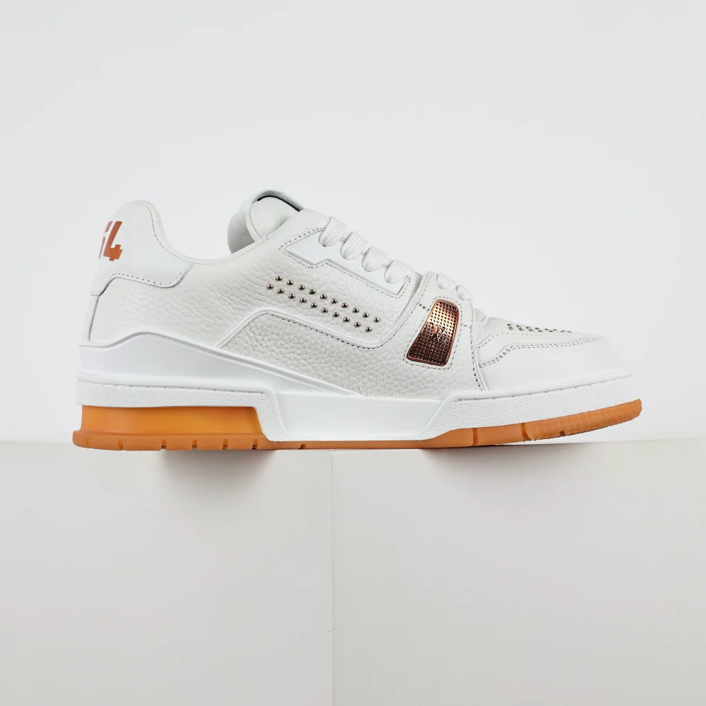 Trainer flache Schnür-Skateschuhe Low-Top weiß und orange – Bild 7