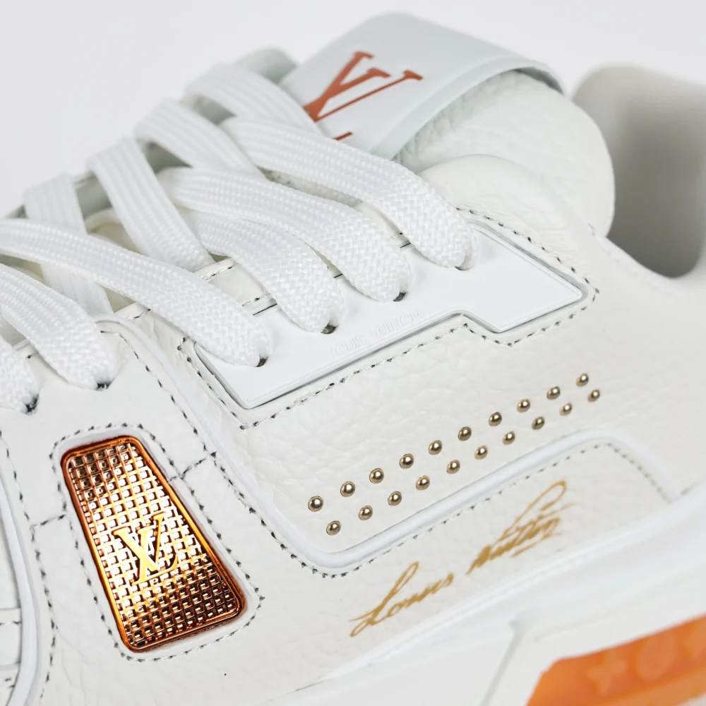 Trainer flache Schnür-Skateschuhe Low-Top weiß und orange – Bild 10