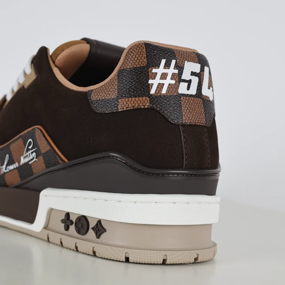 Trainer x Nigo Niedrige Schnürsneaker mit runder Zehenpartie und braunem Schachbrettmuster – Bild 12