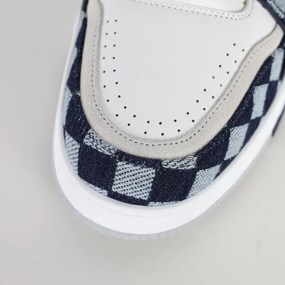 Trainer x Nigo Niedrige Schnürsneaker mit runder Zehenpartie und weißem und blauem Schachbrettmuster – Bild 10