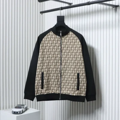 Anzugjacke mit Reißverschluss und Monogramm-Buchstaben-Volldruck in Kontrastfarben