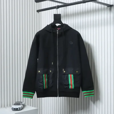 Arbeitsjacke mit Kapuze, gestreiftem Reißverschluss und Taschen, Arbeitskleidung mit Kapuze