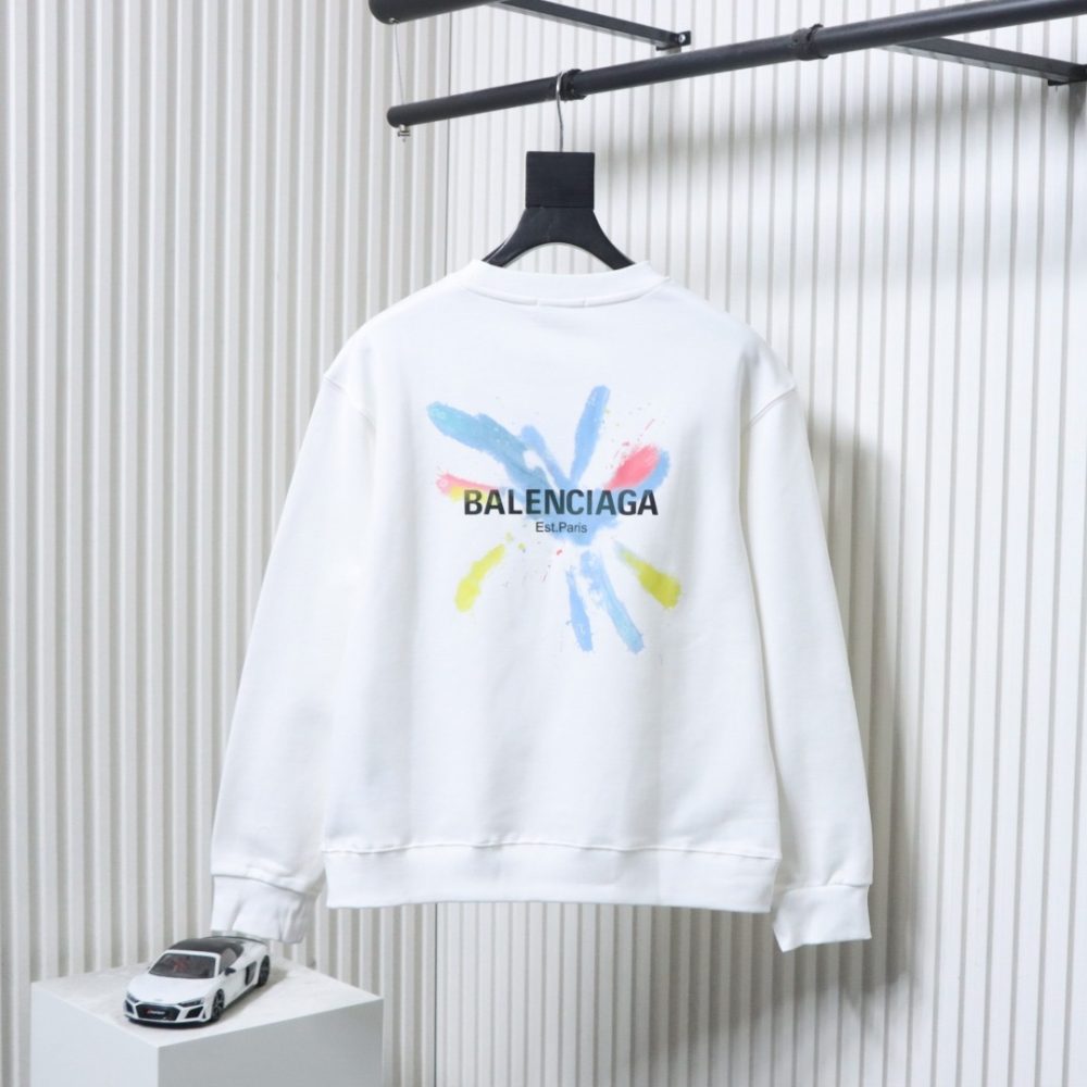 Balenciaga 25FW Sweatshirt mit Rundhalsausschnitt und aufgemaltem Schriftzug – Bild 12