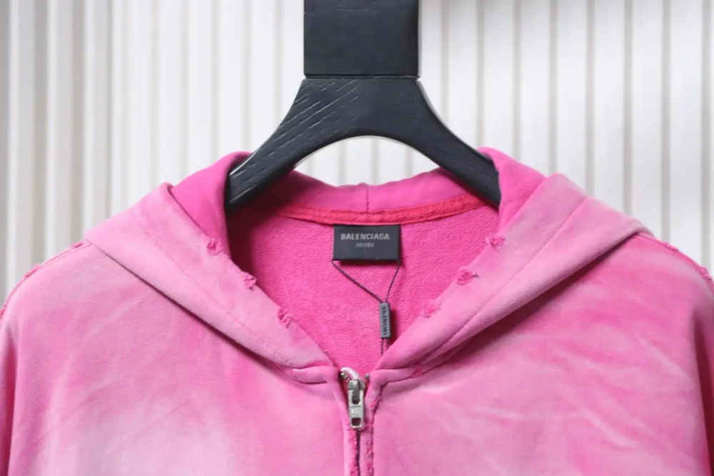 Balenciaga BLCG Strickjacke mit Kapuze und Batikmuster in schwerer Waschung und gebratener Schneeflocke mit Cola-Stickerei, langärmliges Sweatshirt – Bild 3
